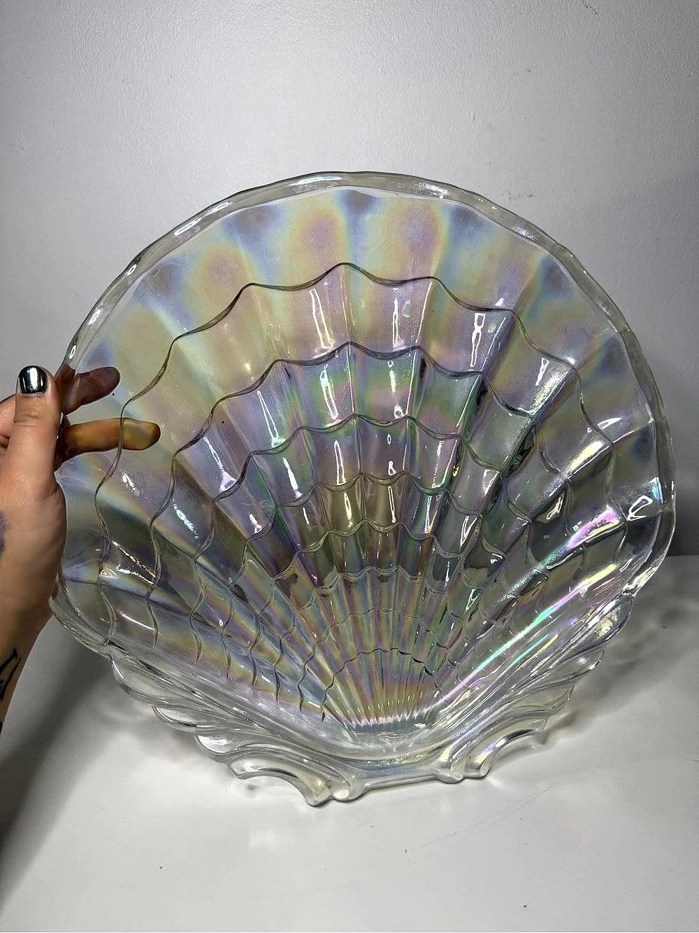 1950s Hasegawa Japan Iridescent Mid Century Glass Shell Dish